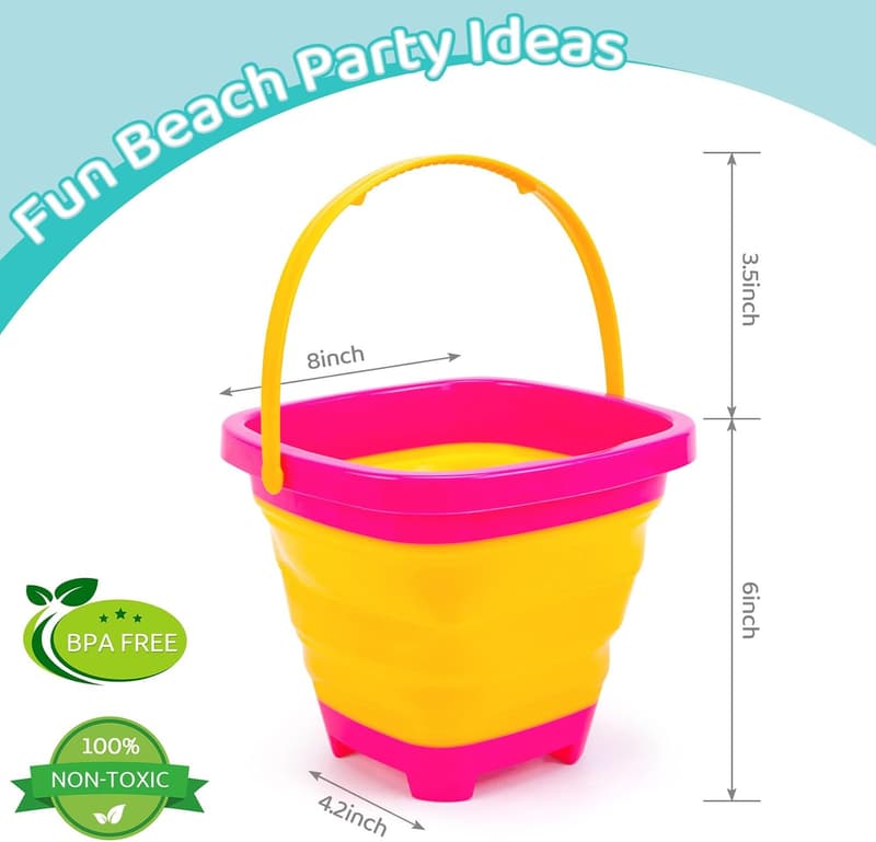 Foldable Silicone Pail Buckets – 2L Beach Toys for Kids