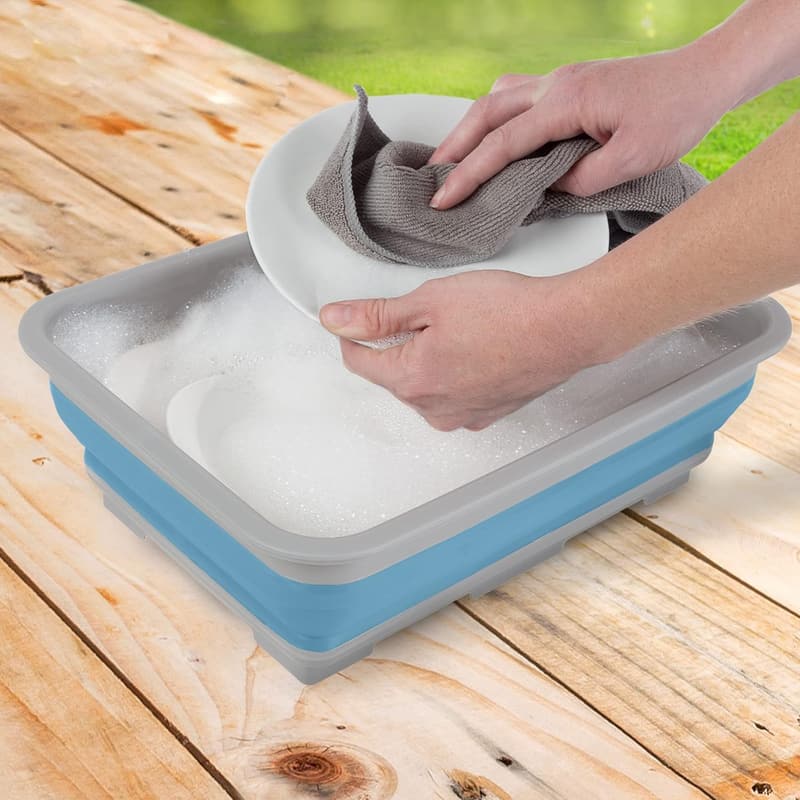 Blue 7.27L Collapsible Wash Bin for Camping & Cleaning