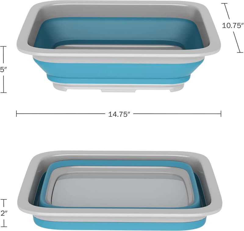 Blue 7.27L Collapsible Wash Bin for Camping & Cleaning