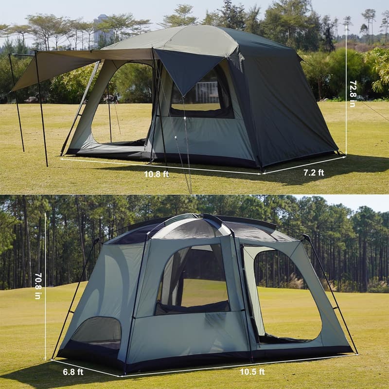 Large Family Camping Tent for 4-6 People - Waterproof Glamping Tent