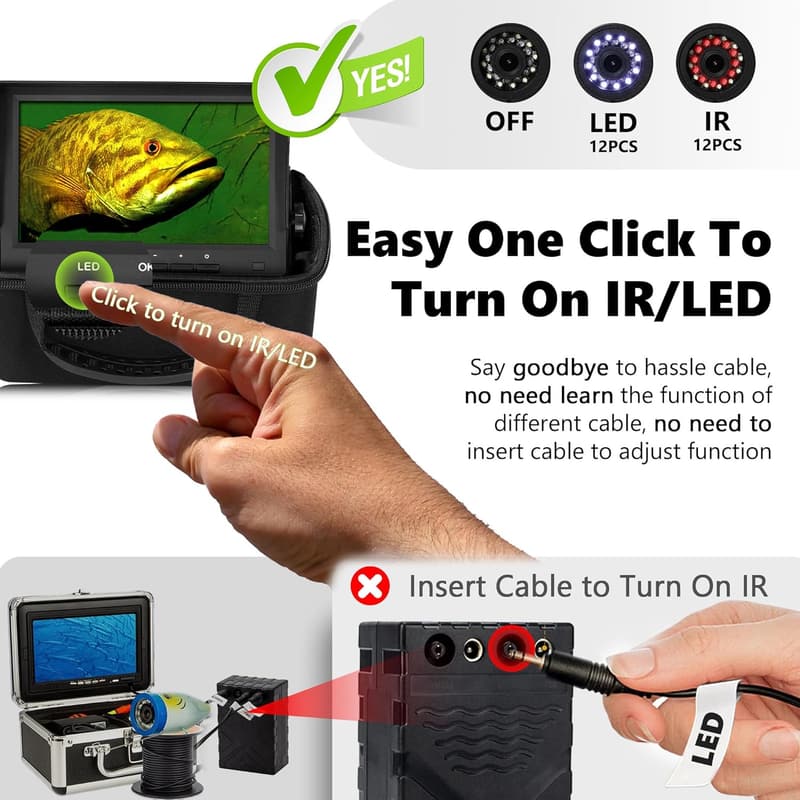 2025 Underwater Fishing Camera - 7'' Portable 1200TVL for Ice Fishing