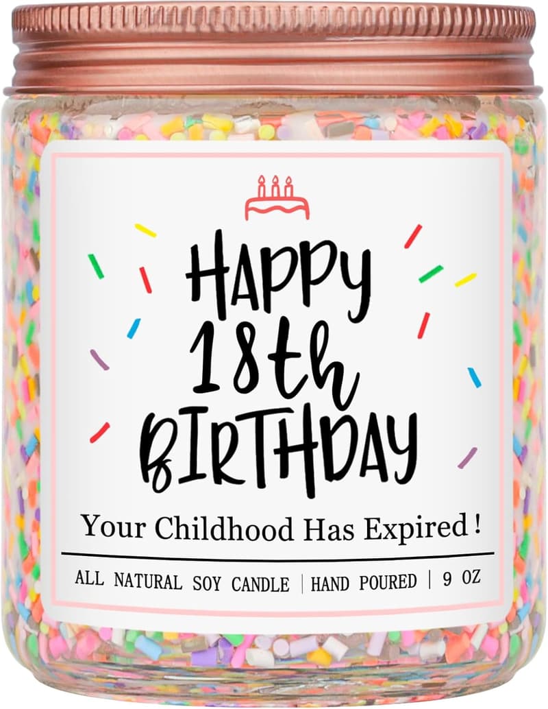 18th Birthday Vanilla Scented Candle - Handmade Gift for Her