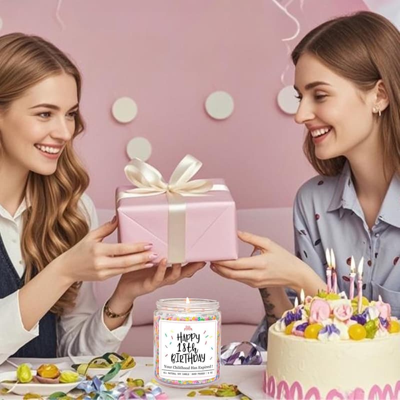 18th Birthday Vanilla Scented Candle - Handmade Gift for Her