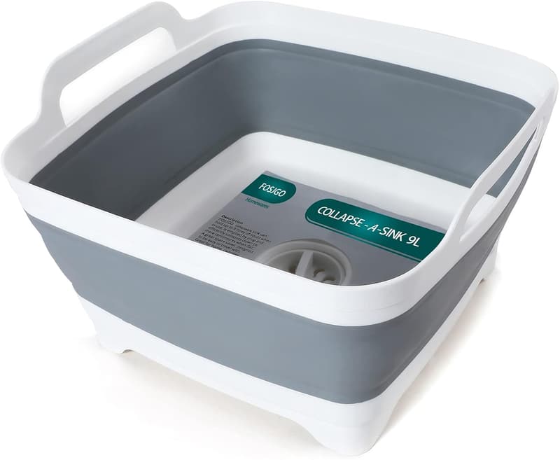 Collapsible 2.4 Gal Dish Basin with Drain Plug for Camping