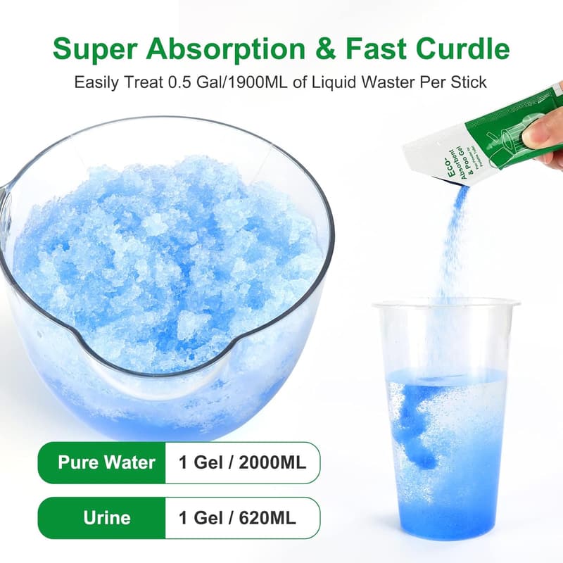 Portable Toilet Absorbent Gel Powder for Camping (25 Pack)