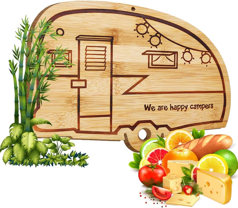 Happy Camper Bamboo Cutting Board - RV Gifts & Home Decor