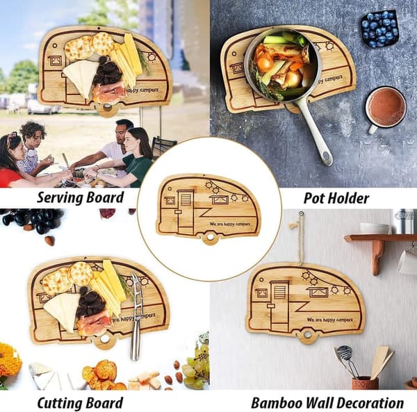 Happy Camper Bamboo Cutting Board - RV Gifts & Home Decor