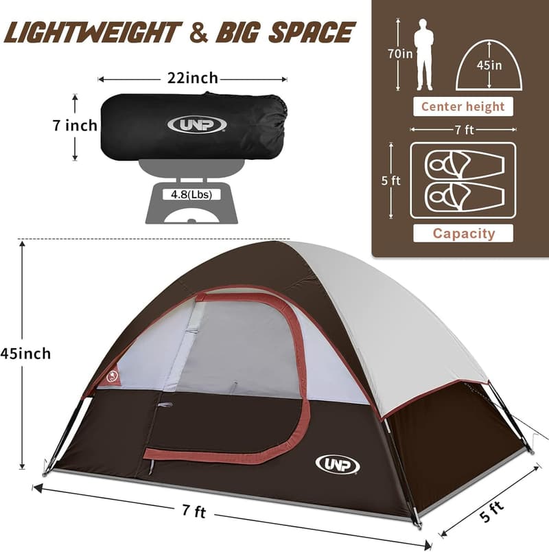 2-Person Waterproof Camping Tent with Rainfly