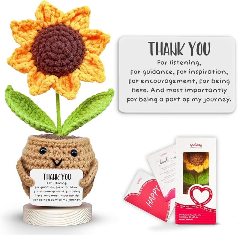 Thank You Gift - Handmade Sunflower Crochet Doll for Coworkers