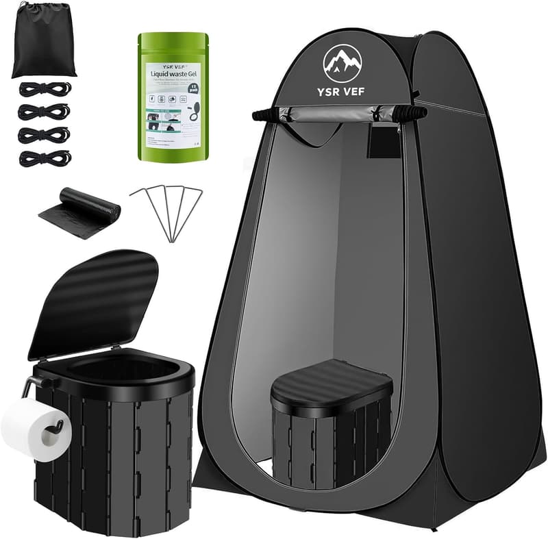 Camping Toilet Kit with Privacy Tent & Toilet Bags