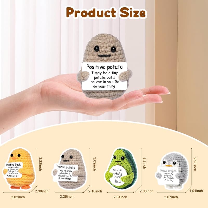 Cute Crochet Penguin Dolls with Positive Cards - 4PCS Gift Set