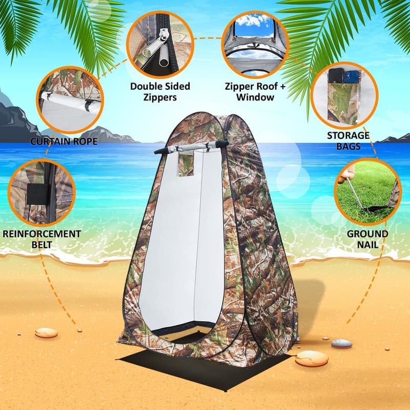 Portable 7ft Camping Privacy Tent for Shower & Toilet Use