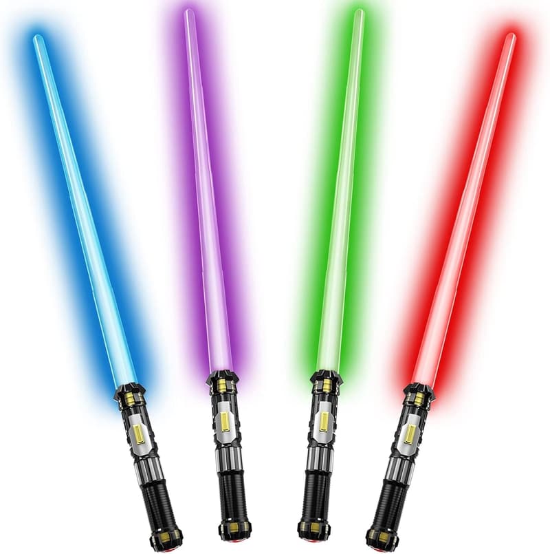 Glow-in-the-Dark LED Light Up Swords - 4 Pack with Sound