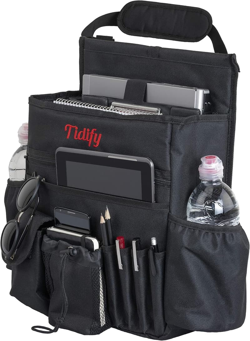 Car Front Seat Organizer with Tablet Storage and Adjustable Straps