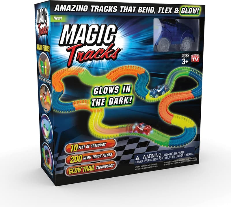 Glow-in-the-Dark 10-Foot Flexible Racetrack with LED Car - Kids' Educational Birthday Gift
