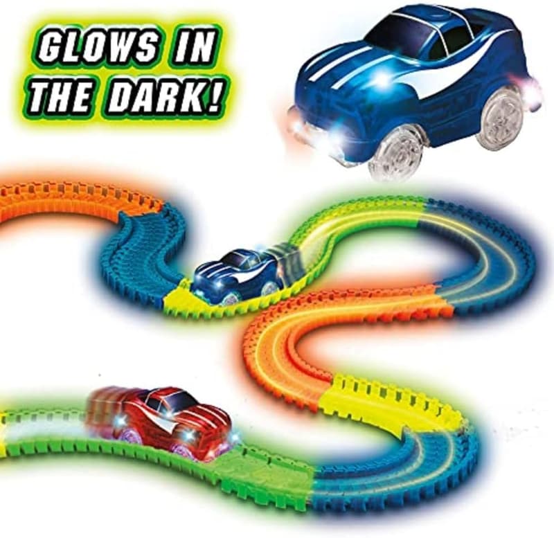 Glow-in-the-Dark 10-Foot Flexible Racetrack with LED Car - Kids' Educational Birthday Gift