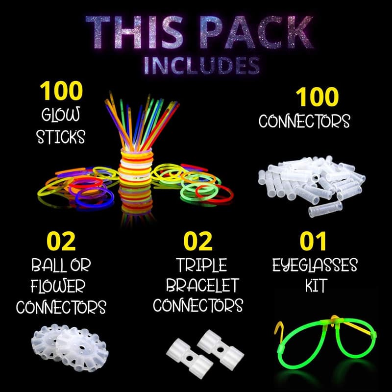 Glow in the Dark Party Pack - 205pc Glow Sticks for Kids