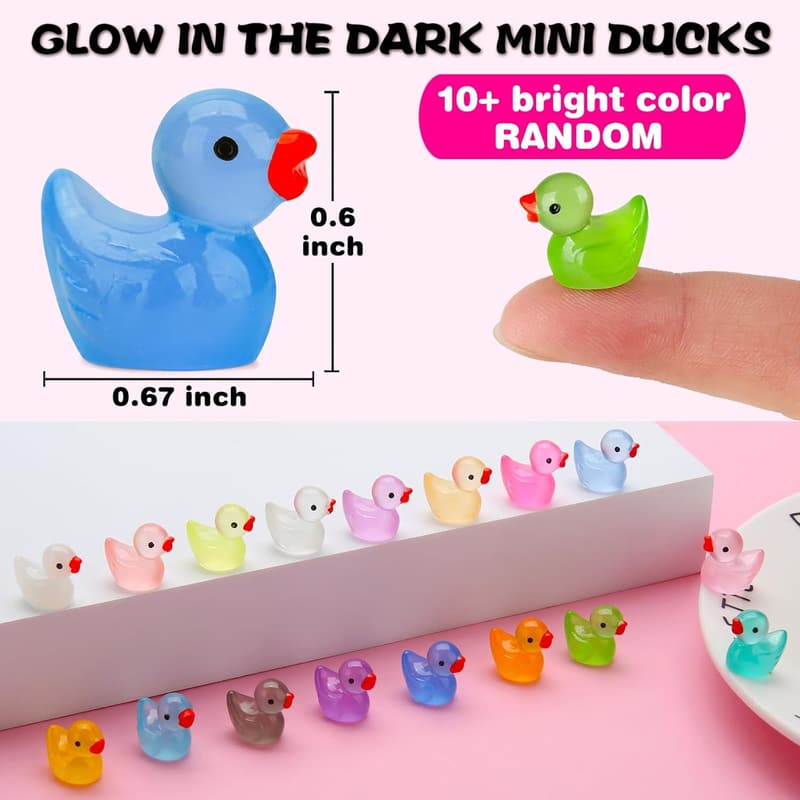 Luminous Mini Resin Ducks - 240pcs Glow in the Dark Decor