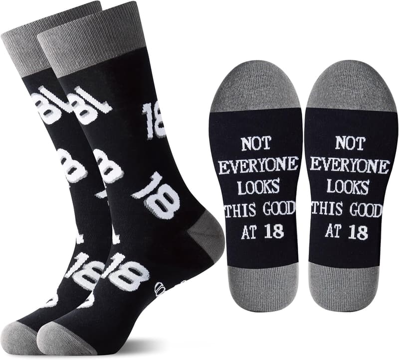 Men's Birthday Gift: Black Cotton Crew Socks (30th-70th)