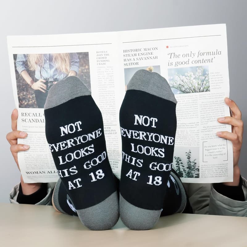 Men's Birthday Gift: Black Cotton Crew Socks (30th-70th)