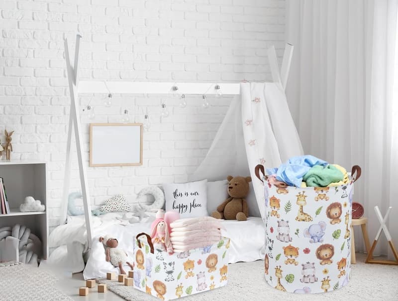Cute Animal Kids Laundry Hamper and Toy Organizer