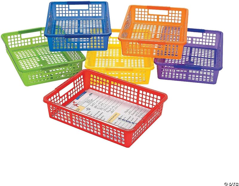 Classroom Storage Baskets - Set of 6 Colorful Plastic Bins