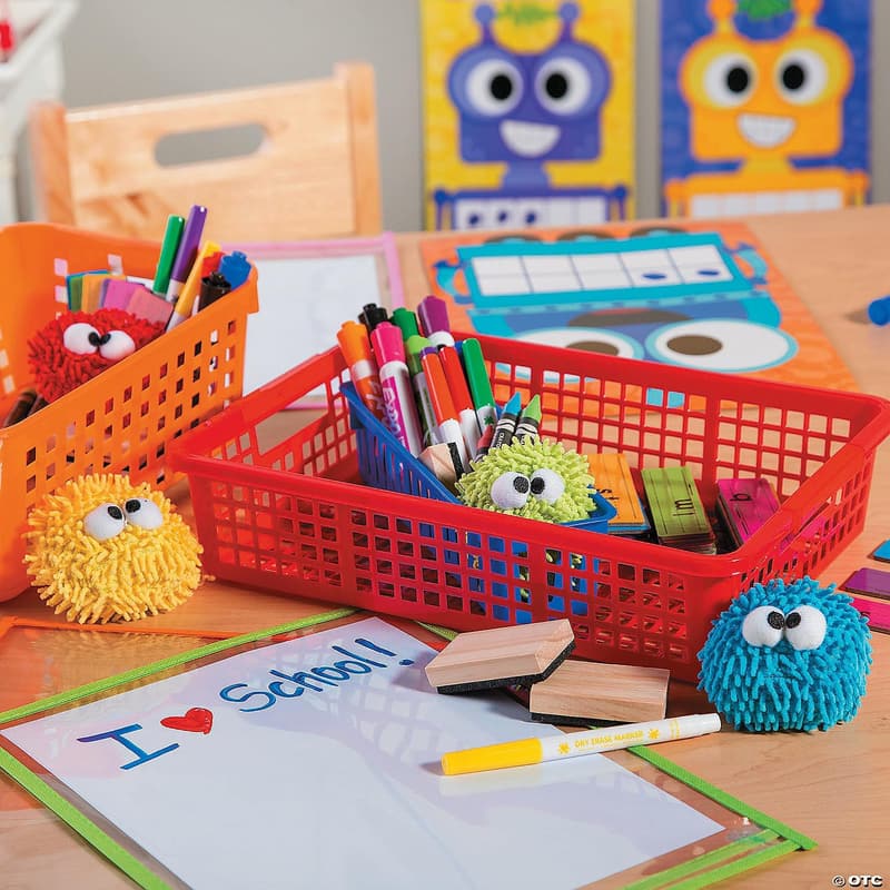 Classroom Storage Baskets - Set of 6 Colorful Plastic Bins