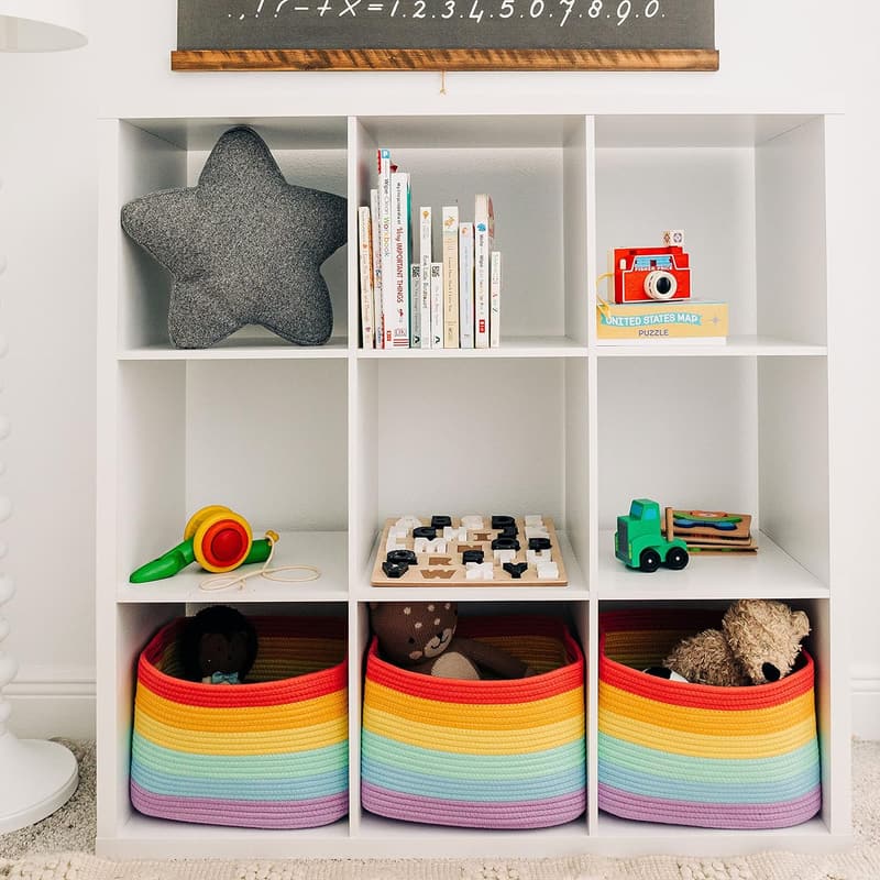 Rainbow Rope Storage Baskets - 3-Pack for Nurseries & Classrooms
