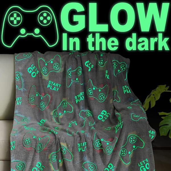 Glow in the Dark Gaming Blanket for Kids & Teens - 50