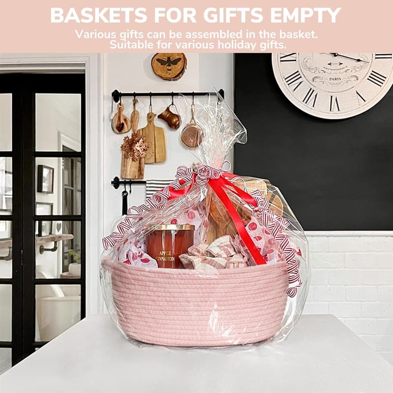 Pink Woven Storage Basket for Nursery Gift, 12