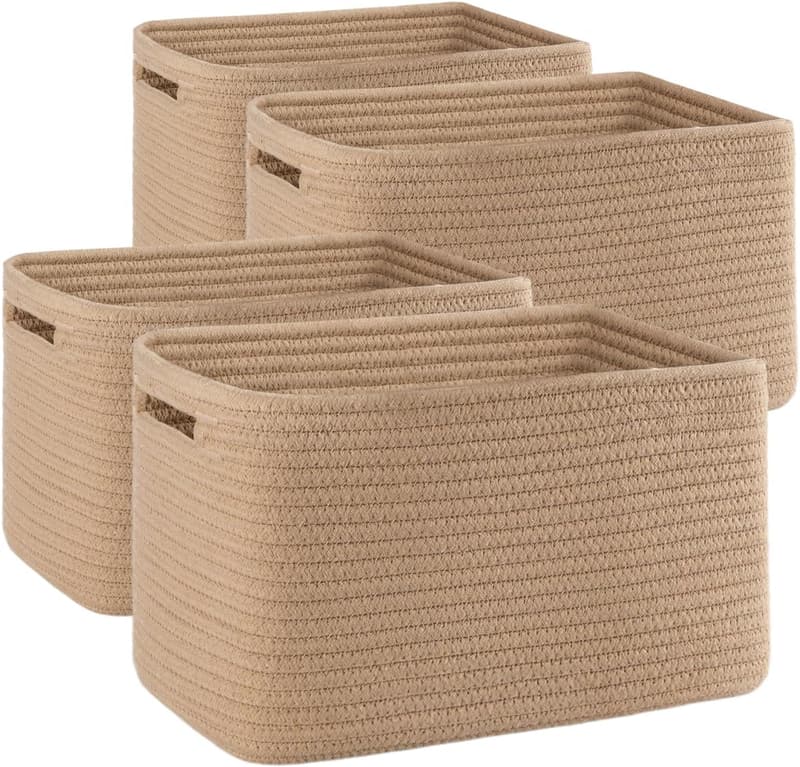 Woven Storage Baskets Set for Organizing - Durable Jute Bins