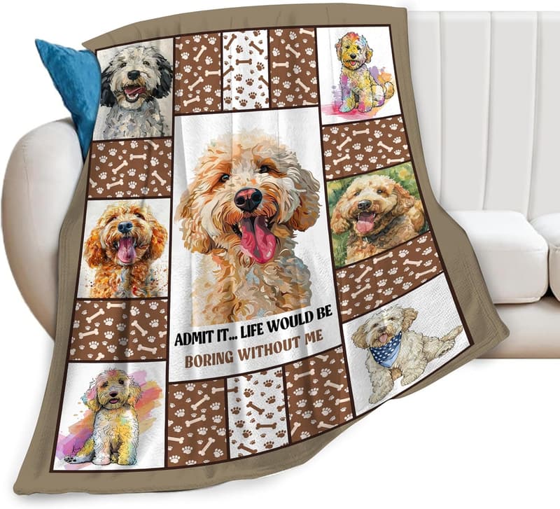 Golden Doodle Dog Blanket - Soft Plush Fleece Throw for Dog Lovers