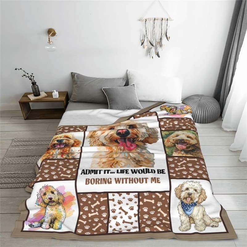 Golden Doodle Dog Blanket - Soft Plush Fleece Throw for Dog Lovers
