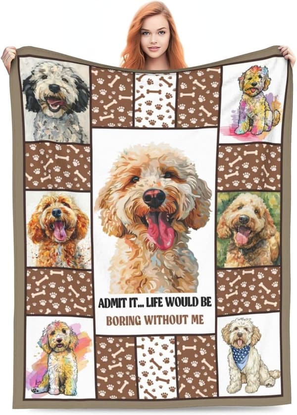 Golden Doodle Dog Blanket - Soft Plush Fleece Throw for Dog Lovers