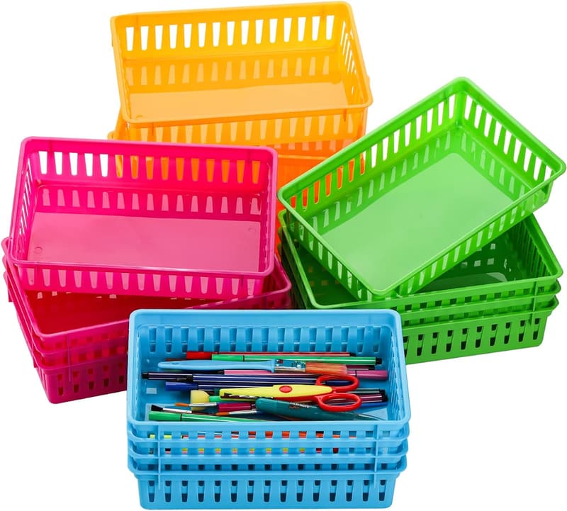 Colorful Classroom Storage Baskets - 16 Pack, 10.2