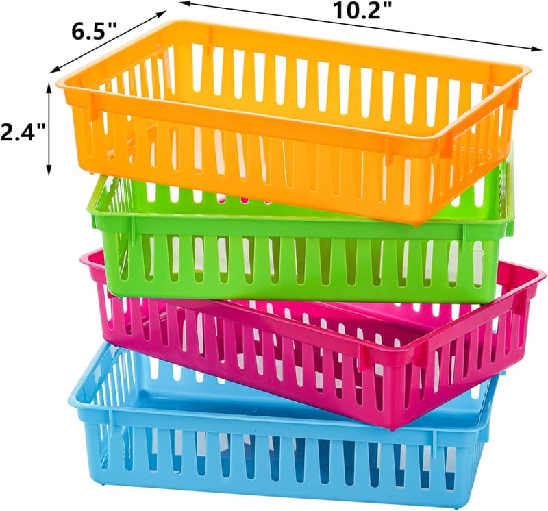Colorful Classroom Storage Baskets - 16 Pack, 10.2