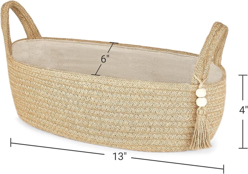 Boho Woven Rope Storage Basket for Bathroom Decor