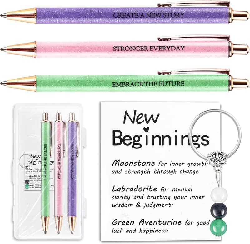 Farewell Gifts for Coworkers: Inspirational Crystal Keychain & Pen Set