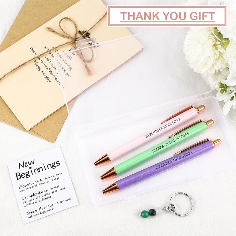 Farewell Gifts for Coworkers: Inspirational Crystal Keychain & Pen Set