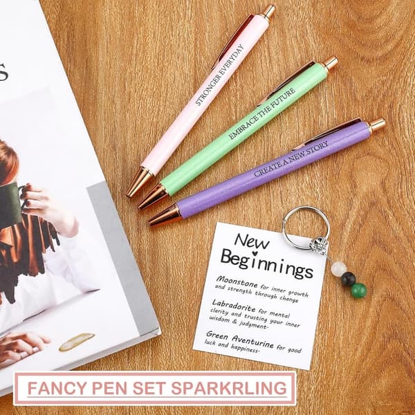 Farewell Gifts for Coworkers: Inspirational Crystal Keychain & Pen Set