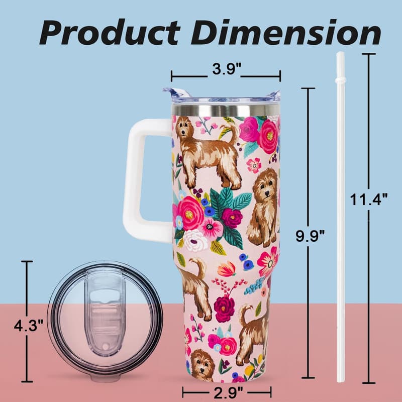 Goldendoodle Tumbler Cup, 40oz Stainless Steel Travel Mug
