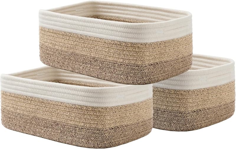 Gradient Brown Woven Storage Baskets - 3 Pack