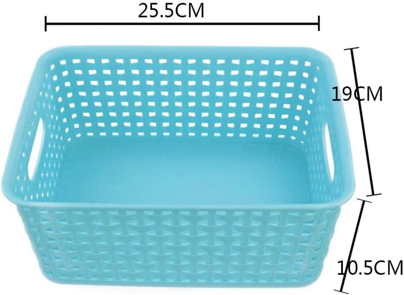 Colorful Plastic Weave Storage Basket Set of 6