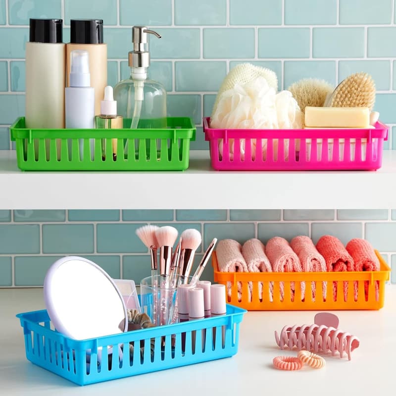 Colorful Classroom Storage Bins - 8 Pack Plastic Organizers