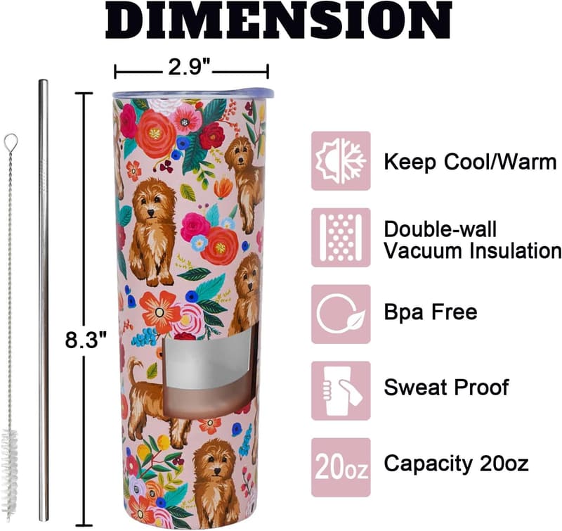 Goldendoodle Coffee Tumbler Mug - 20 Oz Stainless Steel