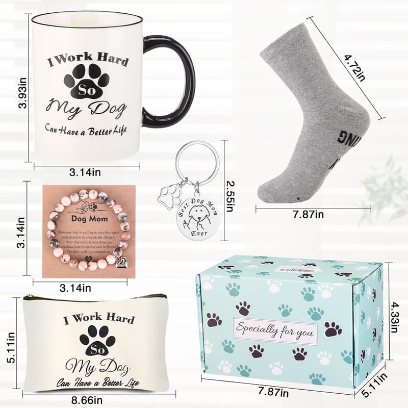 Funny Dog Mom Gift Basket for Women – Mugs & Bracelets