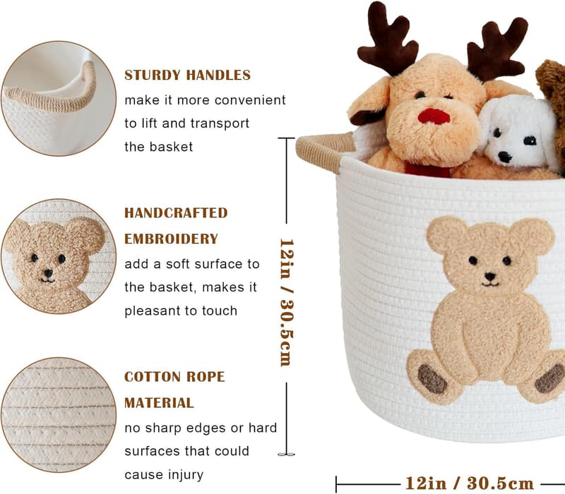 Cotton Rope Basket for Kids - Toy Storage & Laundry Hamper