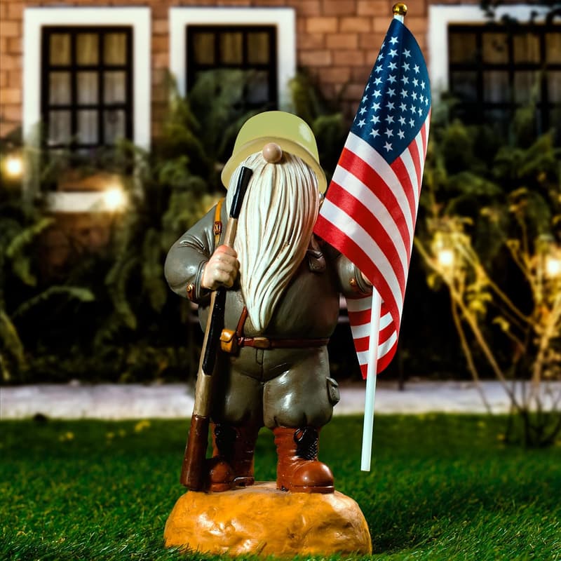 Patriotic US Army Garden Gnome Statue, 11