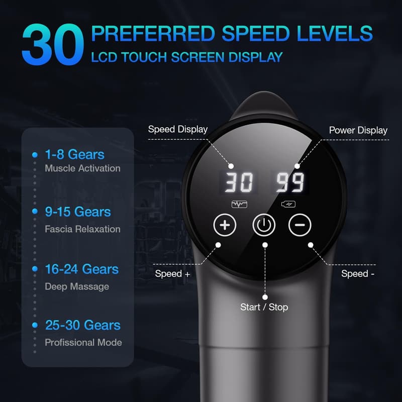 Handheld Electric Muscle Massager for Pain Relief with 30 Speeds