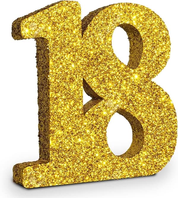 18th Birthday Gold Glitter Table Topper Decoration